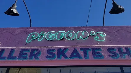 Storefront Neon Signage for Pigeon’s Roller Skate Shop in Long Beach, California